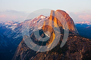 Half Dome at sunset in Yosemite