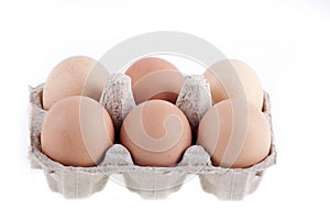 Half dozen fresh eggs in box