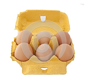 Half dozen fresh eggs in box