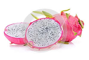Half of dragon fruit isolated on white background