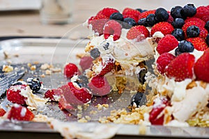 Half Eaten Berry Cake on Tray