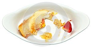 Half Eaten Egg Sandwich, Hashbrown, Strawberry