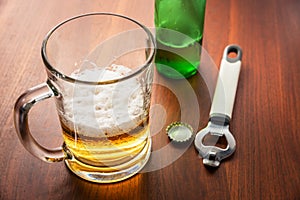 Half Empty Glass of Beer on a Table