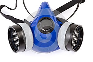 Half-face elastomeric air-purifying respirator on a white background photo