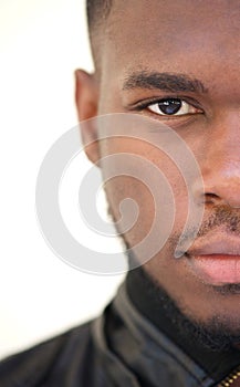 Half face of a handsome african american man