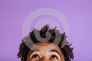 Half face portrait of a cherful young afro american man