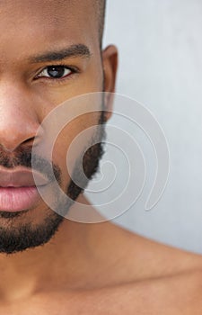 Half face portrait of a handsome young african american man