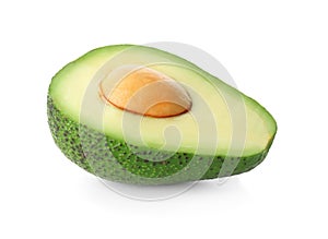 Half of fresh avocado isolated on white