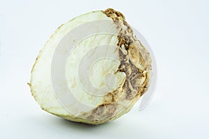 Half of fresh celery root, healty salad food, isolated object, design element