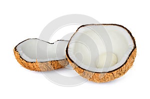 half fresh coconut fruit isolate on white
