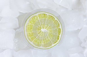 Half fresh lime in the Ice cubes.