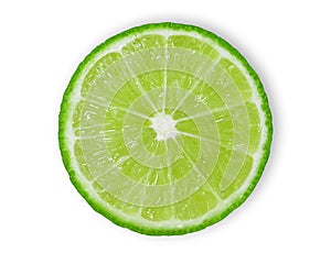 Half of fresh lime isolated on white background, flat lay