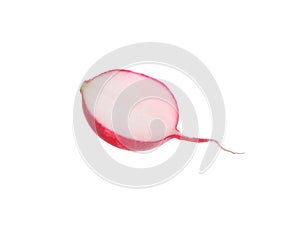 Half of fresh ripe radish isolated on white