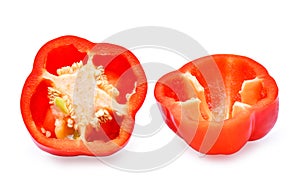Half of fresh sweet red pepperBell pepper isolated on white ba