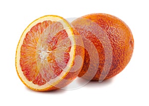 Half and full bloody red oranges