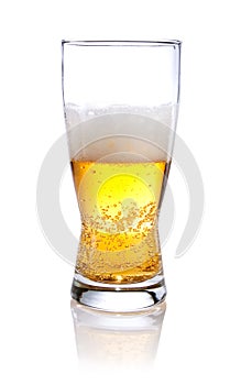 Half glass of beer on a