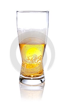 Half glass of beer on a photo