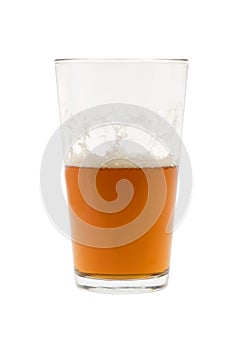 Half glass of beer, ale or lager