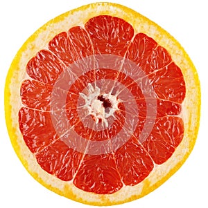 Half of grapefruit bright red with small glare