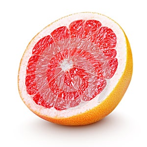 Half grapefruit citrus fruit isolated on white photo