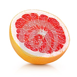 Half grapefruit citrus fruit isolated on white