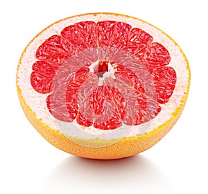 Half grapefruit citrus fruit isolated on white