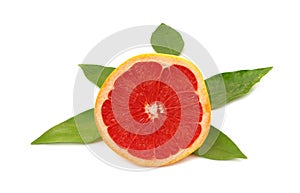 Half grapefruit with leaves