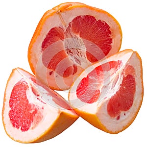 Half a grapefruit on white background.