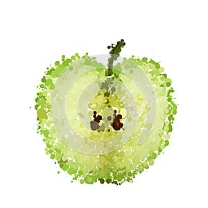 Half green apple of blots