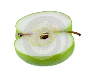 Half green apple isolated
