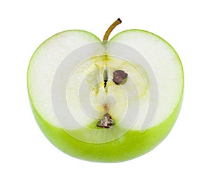 Half green apple isolated