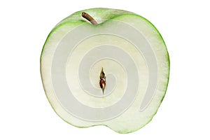 Half green apple isolated