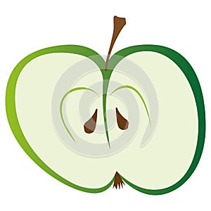 Half green apple
