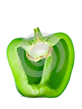 Half green bell pepper isolated on white