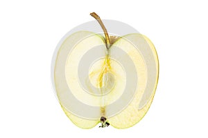 Half green juicy apple isolated in white background. Healthy food. File contains clipping path