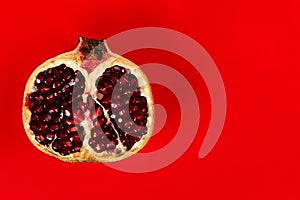 Half grenadine over red background