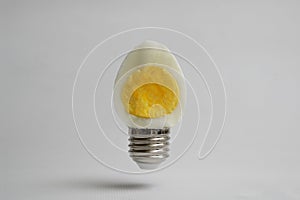 Half Hard Boiled Egg and Base Of Light Bulb