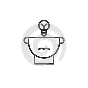 Half of human head and light bulb line icon