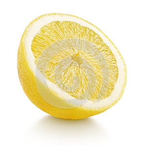 Half lemon citrus fruit isolated on white