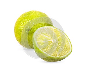 Half lemon citrus fruit isolated on white background