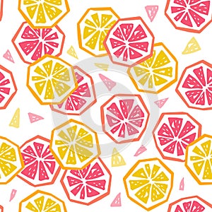 Half lemon and grapefruit seamless pattern.