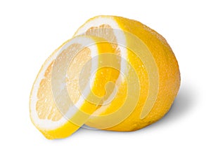 Half Of A Lemon With One Slice