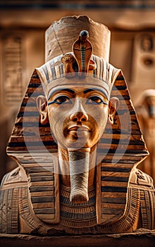 Half-length statue of an Egyptian pharaoh