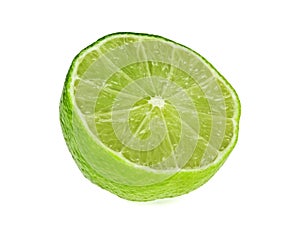 Half of lime citrus fruit isolated on white background