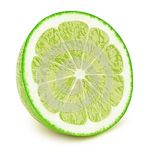 Half of lime fruit slice isolated on white