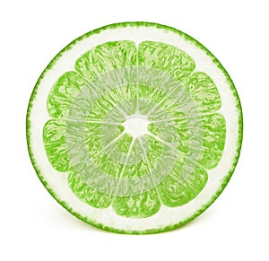 Half of lime fruit slice isolated on white