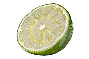Half a lime isolated on white background