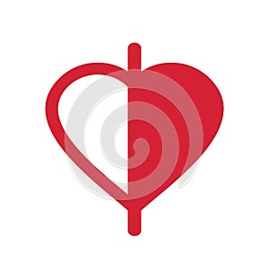 Half love logo icon design template elements, abstract heart symbol - Vector
