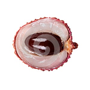 Half lychee fruit isolate on a white background