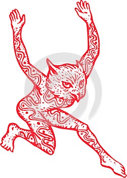 Half Man Half Owl With Tattoos Dancing photo